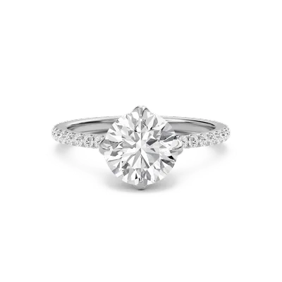 Pave Claw Prong Engagement Ring
