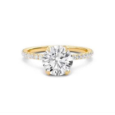 Pave Petal Four Prong Engagement Ring