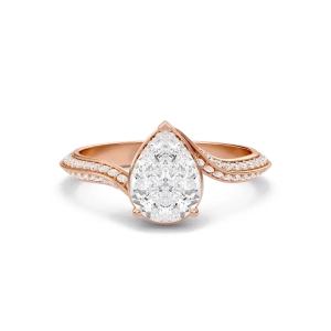 Pear Adorned Pave Byepass Engagement Ring