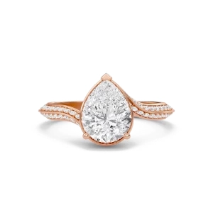 Pear Adorned Pave Byepass Engagement Ring