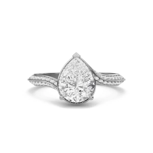 Pear Adorned Pave Byepass Engagement Ring