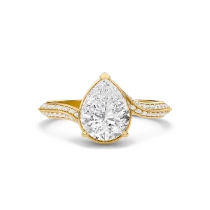 Pear Adorned Pave Byepass Engagement Ring