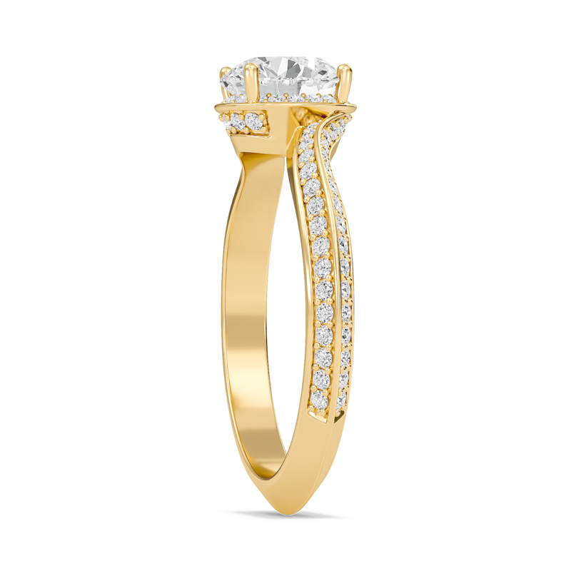 Round Adorned Pave Byepass Engagement Ring