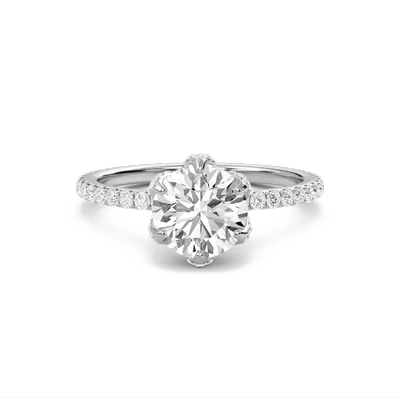 Petal Adorned Six Prong Ring