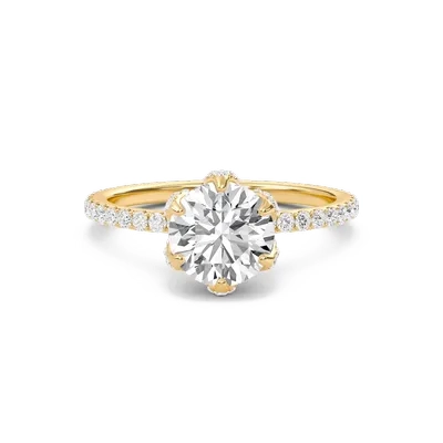 Petal Adorned Six Prong Ring