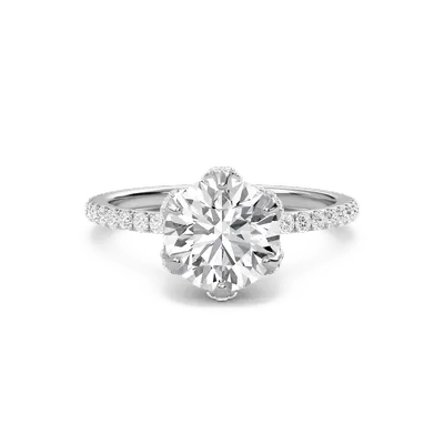 Petal Adorned Six Prong Ring