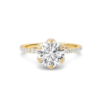 Petal Adorned Six Prong Ring