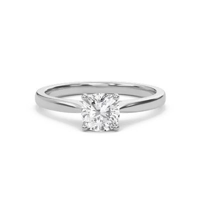 Cushion Classic Solitaire Cathedral Ring