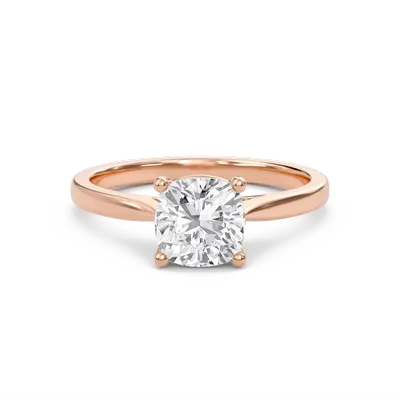 Cushion Classic Solitaire Cathedral Ring