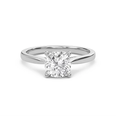 Cushion Classic Solitaire Cathedral Ring