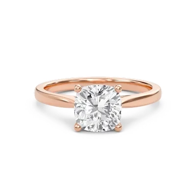 Cushion Classic Solitaire Cathedral Ring
