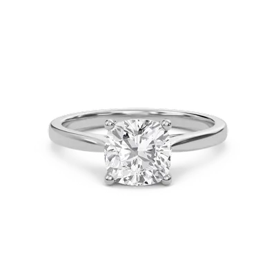 Cushion Classic Solitaire Cathedral Ring