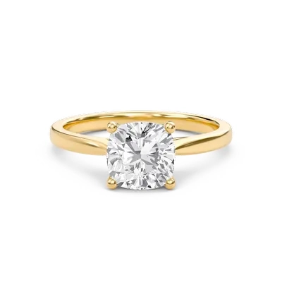 Cushion Classic Solitaire Cathedral Ring