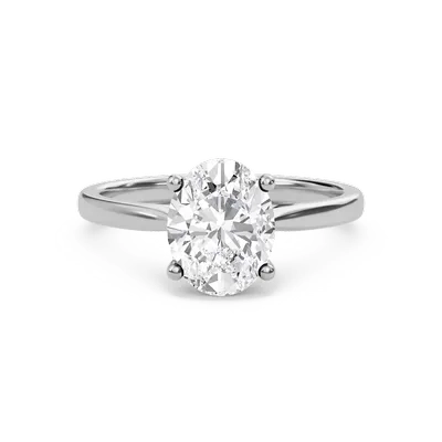 Oval Classic Solitaire Cathedral Ring
