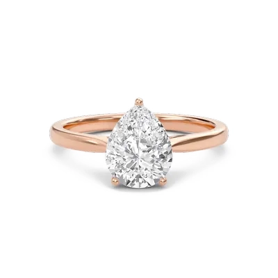 Pear Classic Solitaire Cathedral Ring