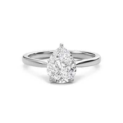 Pear Classic Solitaire Cathedral Ring