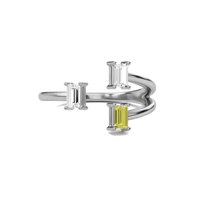 Three Stone Yellow Open Ring