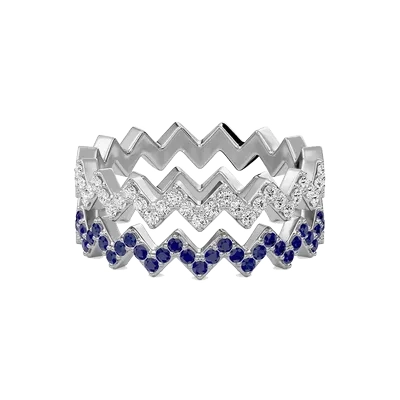 Duet Row Blue Sapphire Band