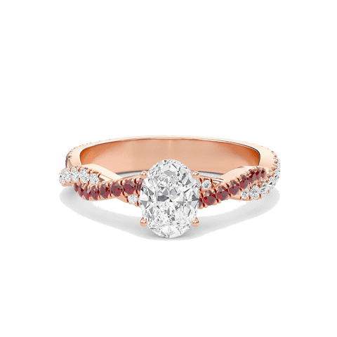 Oval Twisted Band Engagement Ring
