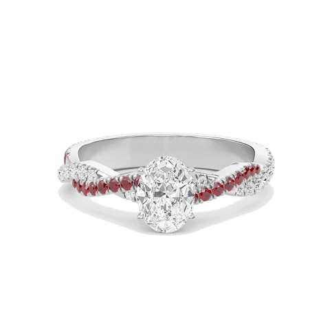 Oval Twisted Band Engagement Ring