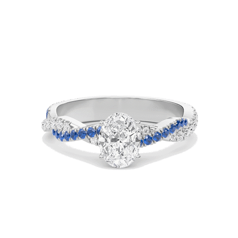 Oval Twisted Band Engagement Ring
