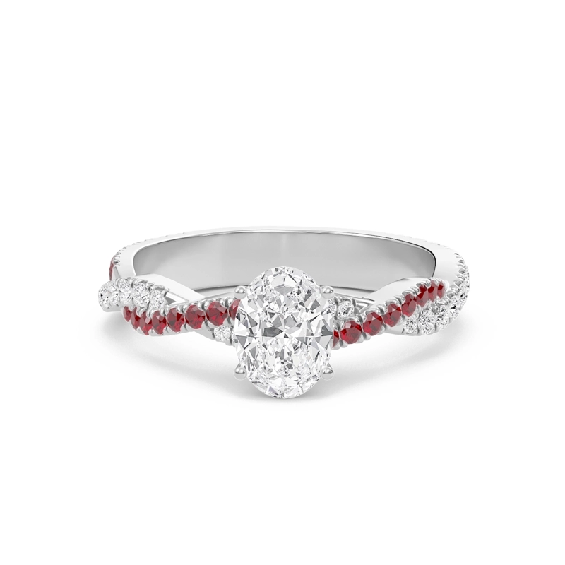 Oval Twisted Band Engagement Ring