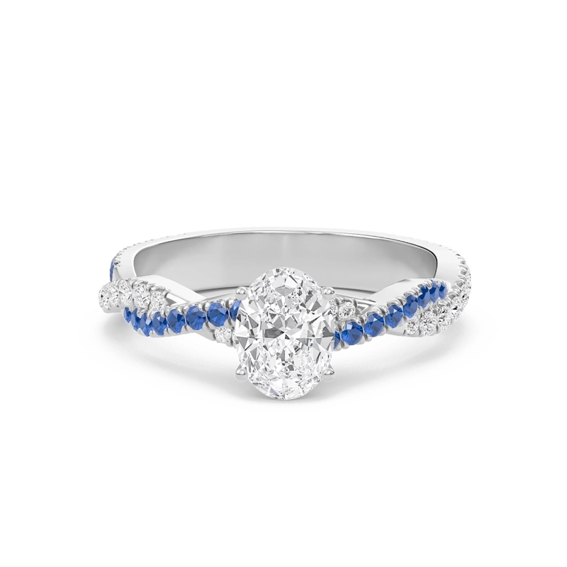 Oval Twisted Band Engagement Ring