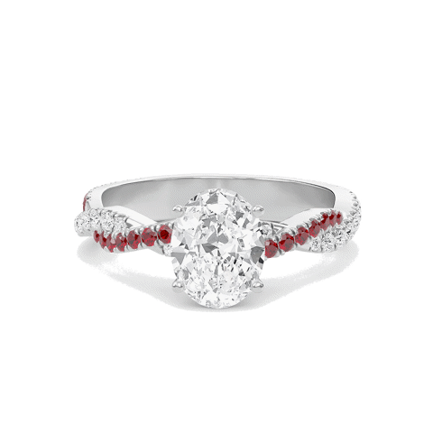 Oval Twisted Band Engagement Ring