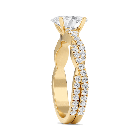 Oval Twisted Band Engagement Ring