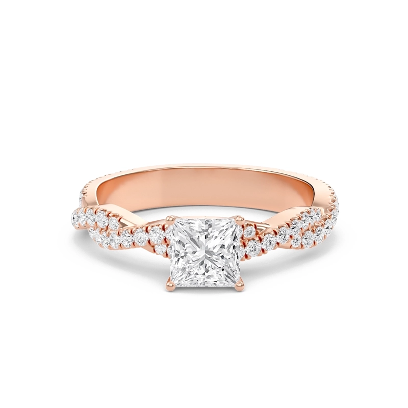 Princess Twisted Band Engagement Ring