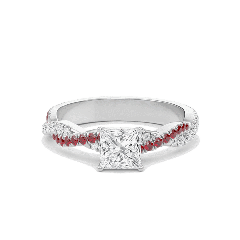 Princess Twisted Band Engagement Ring