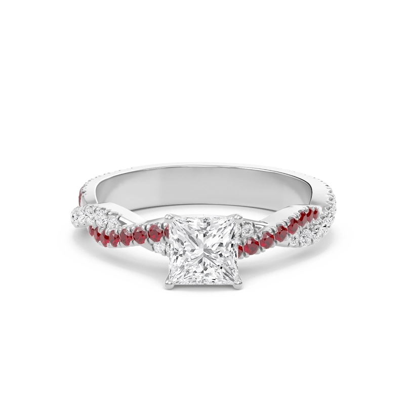 Princess Twisted Band Engagement Ring