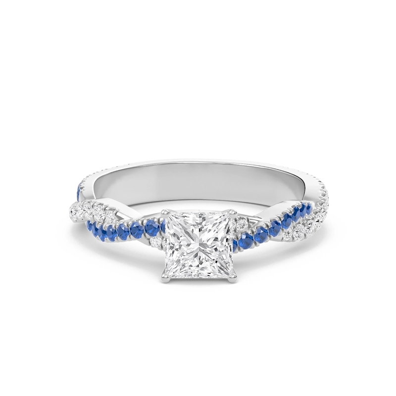 Princess Twisted Band Engagement Ring
