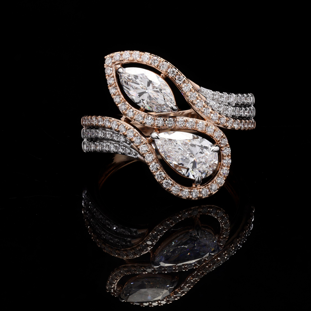 Sweeping Two Tone Cocktail ring