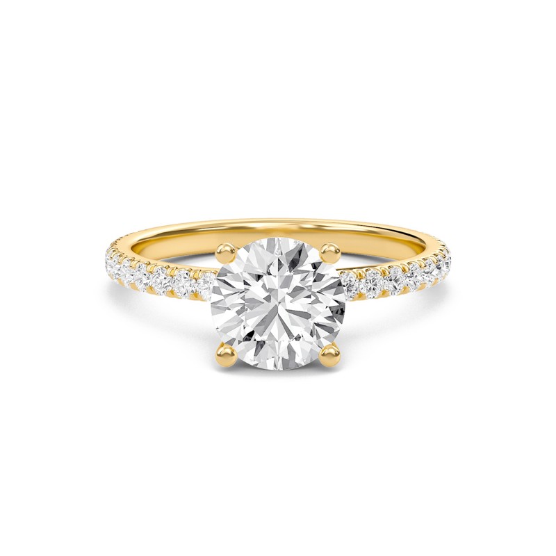Round Embellished Prongs Pave Rings