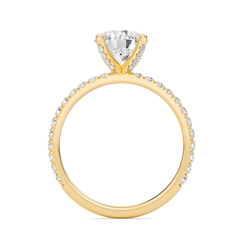 Round Embellished Prongs Pave Rings