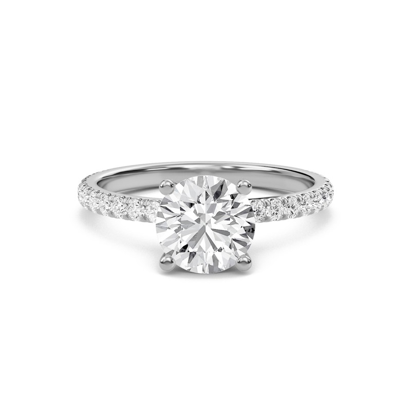 Round Embellished Prongs Pave Rings