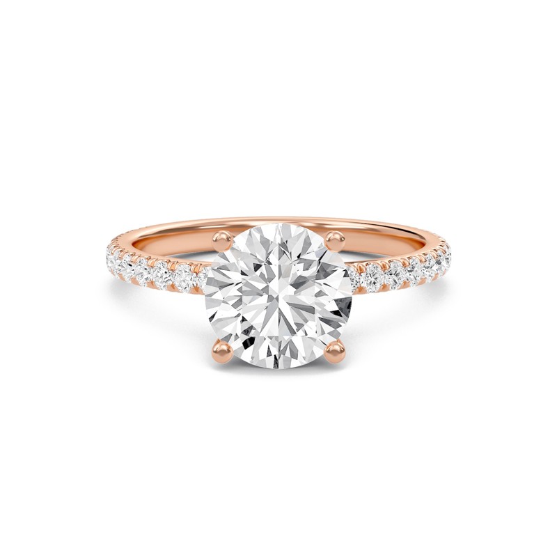 Round Embellished Prongs Pave Rings