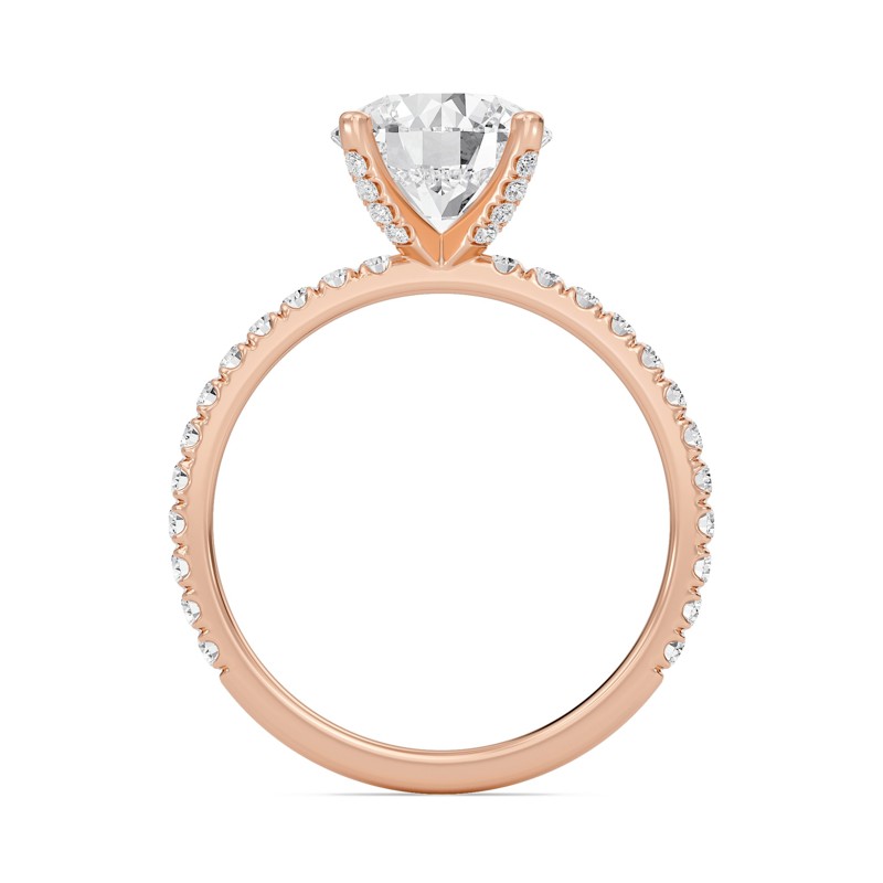 Round Embellished Prongs Pave Rings