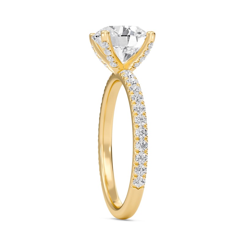 Round Embellished Prongs Pave Rings