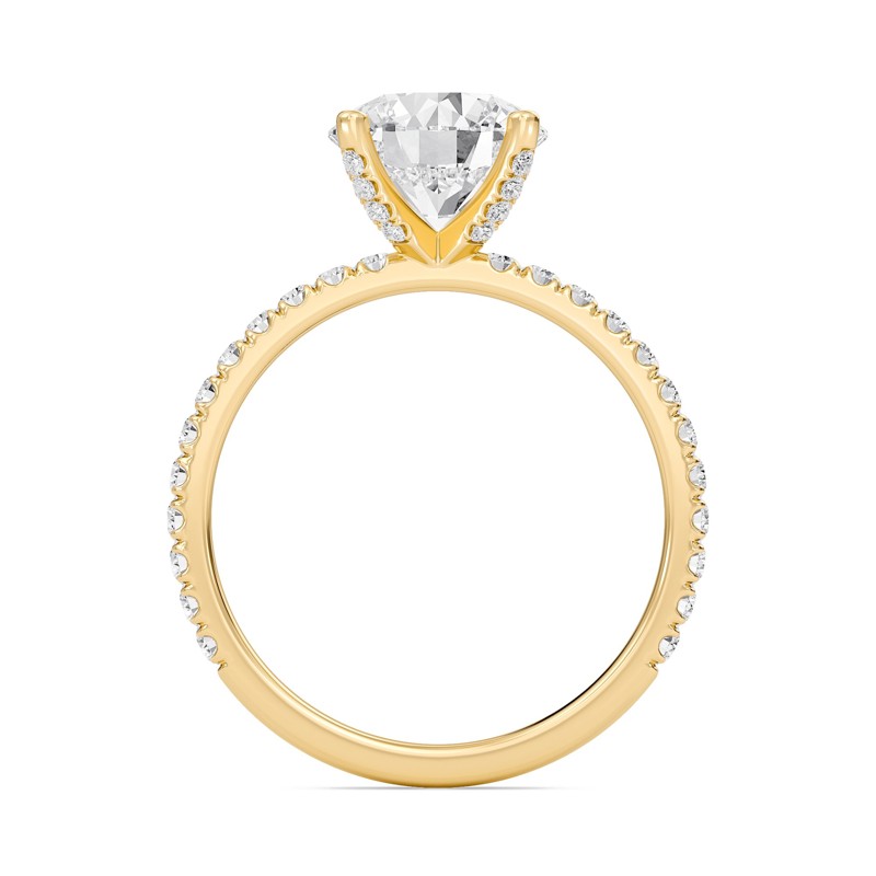 Round Embellished Prongs Pave Rings