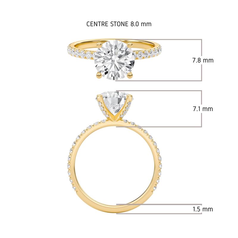 Round Embellished Prongs Pave Rings