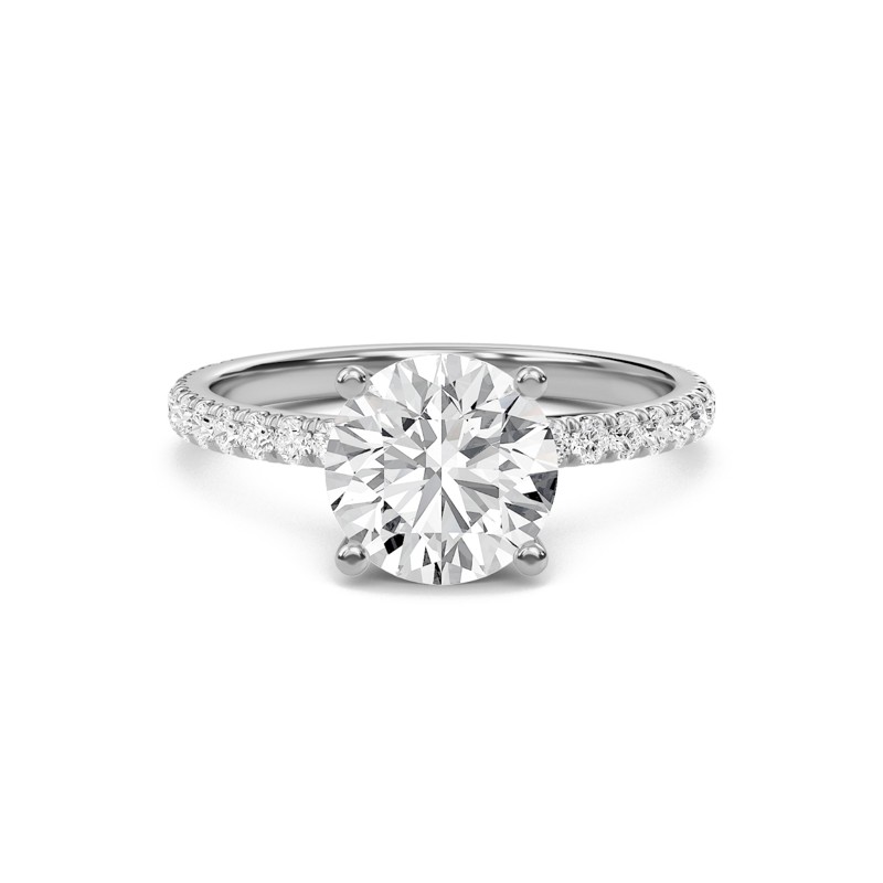 Round Embellished Prongs Pave Rings