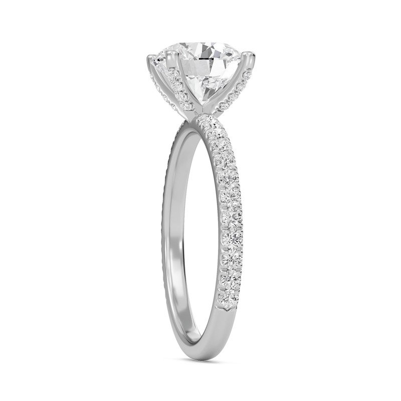 Round Embellished Prongs Pave Rings