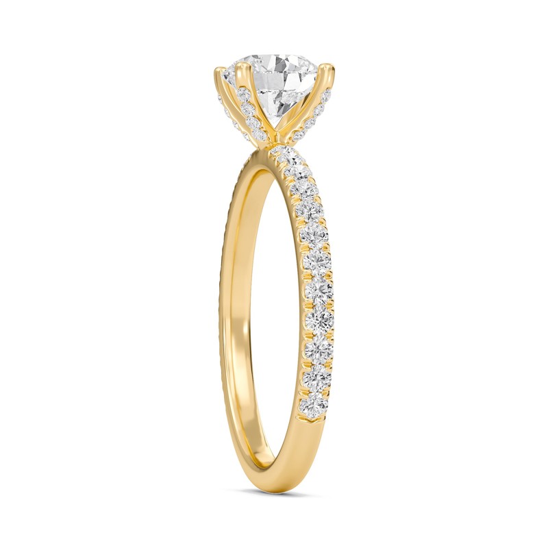 Round Embellished Prongs Pave Rings
