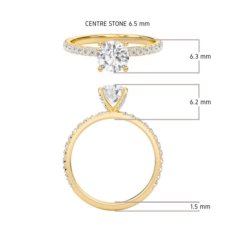 Round Embellished Prongs Pave Rings
