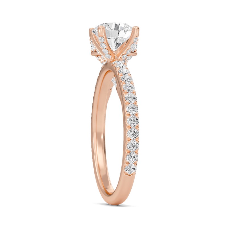 Round Embellished Prongs Pave Rings
