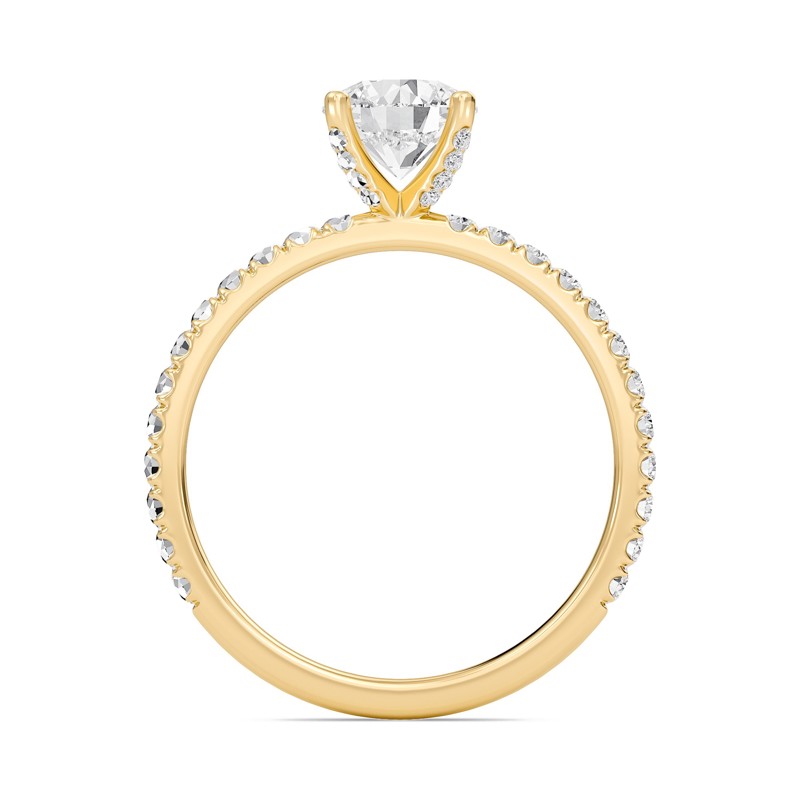 Round Embellished Prongs Pave Rings
