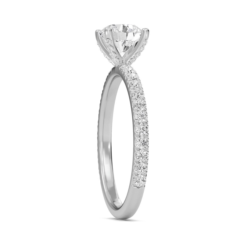 Round Embellished Prongs Pave Rings