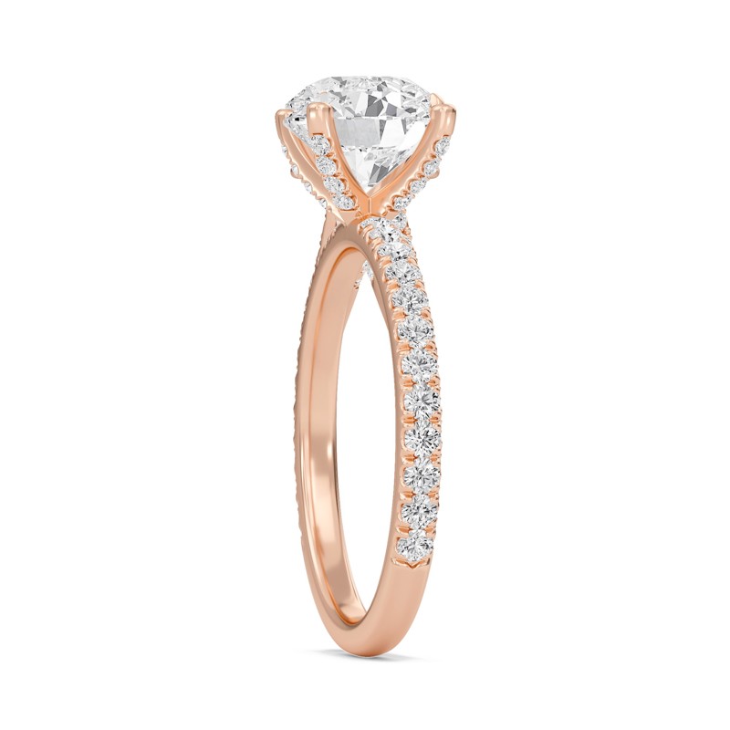Round Embellished Prongs Pave Rings